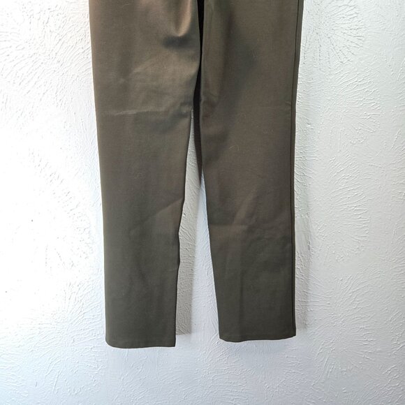 Quince Ponte Stretch Pants M Dark Green Straight Leg Minimalist Pull On Trousers - Picture 10 of 13
